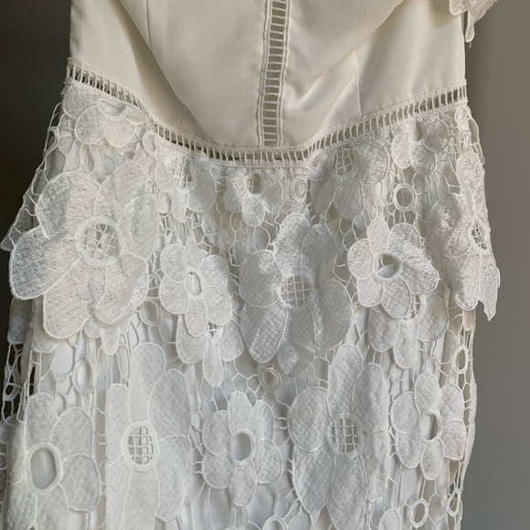 ASOS Missguided Frill White Lace Midi Dress - Picture 5 of 7